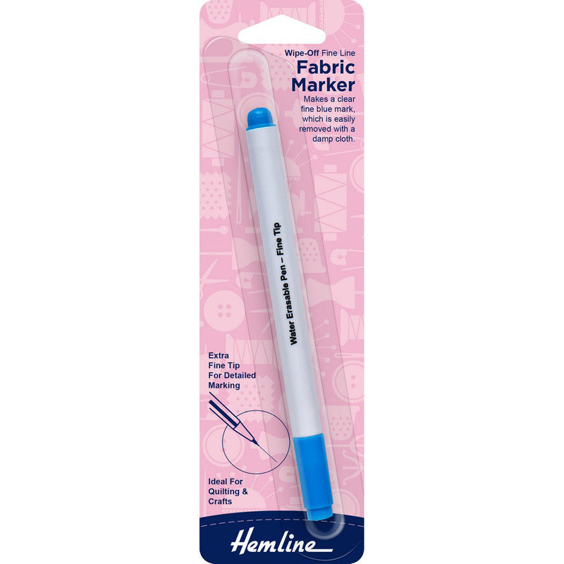 Lápiz marcador de tela soluble extra fino azul Hemline