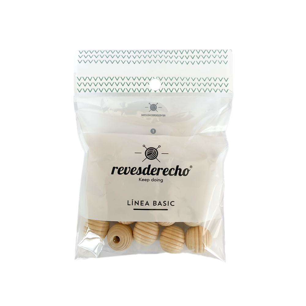 Cuenta Madera Circular Rayas 20 Un