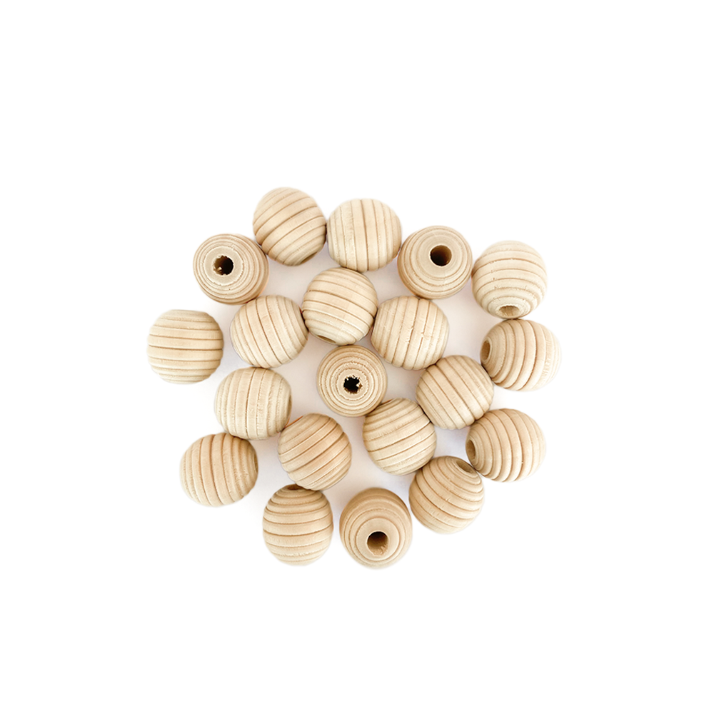 Cuenta Madera Circular Rayas 20 Un