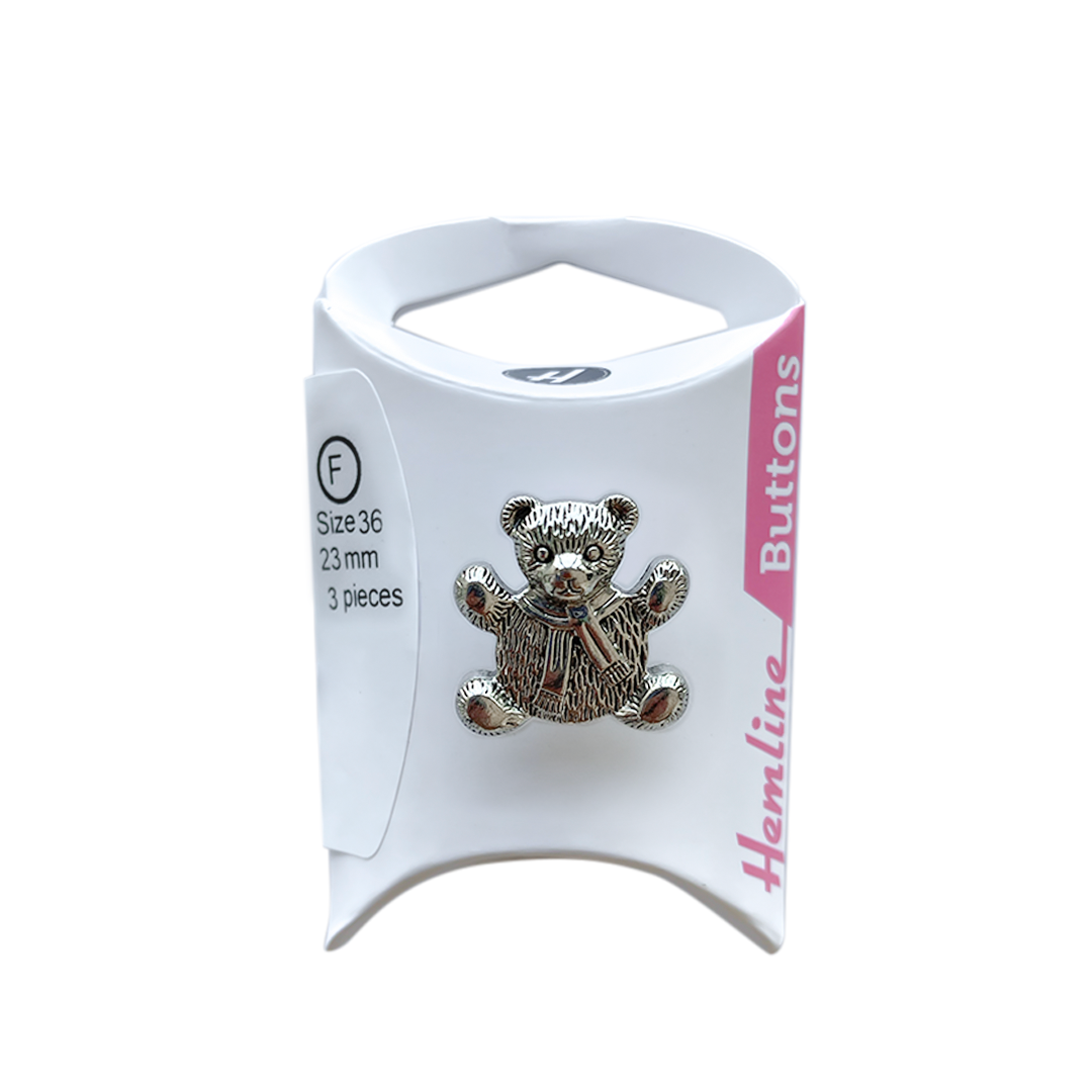 Botón Metálico Oso 22MM 3 Un