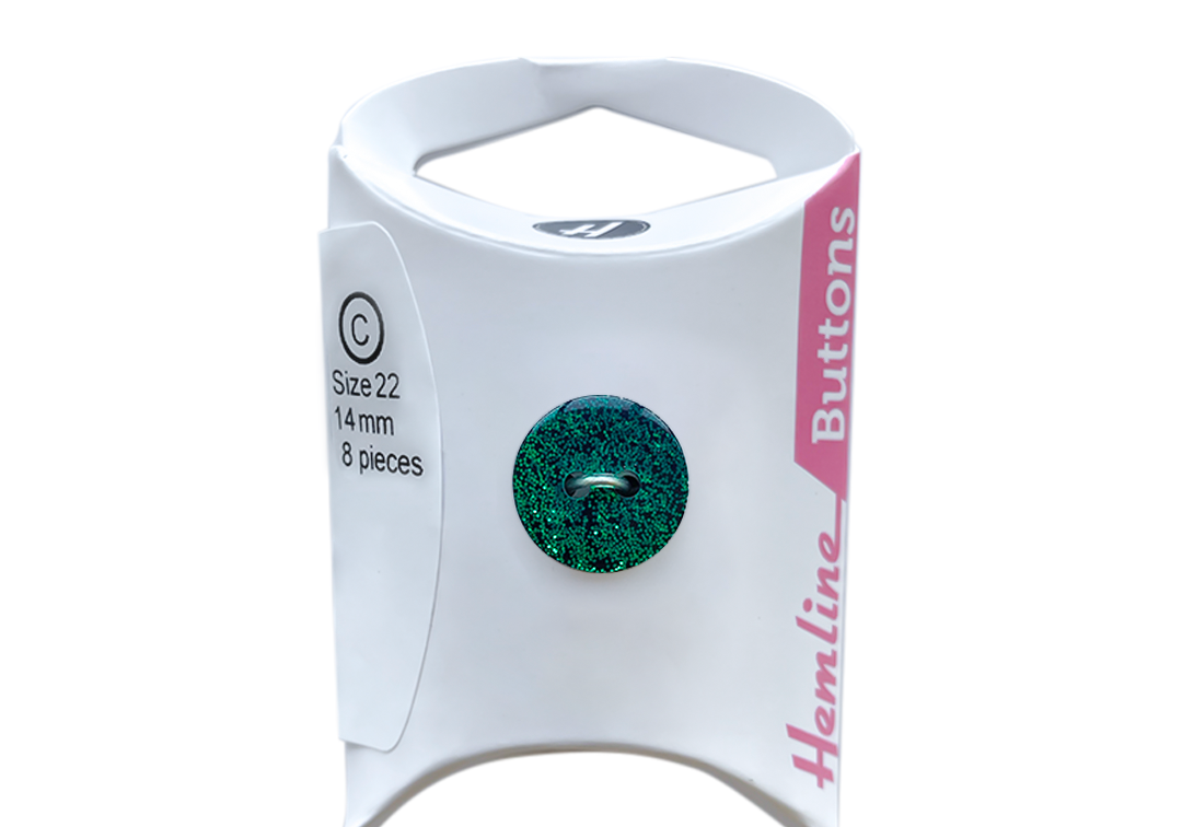 Botón Plástico Redondo Glitter 14MM 8UN