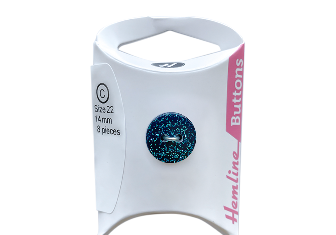 Botón Plástico Redondo Glitter 14MM 8UN