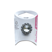 Botón Diamante Redondo 20MM 3 Un Blanco Borde Plata