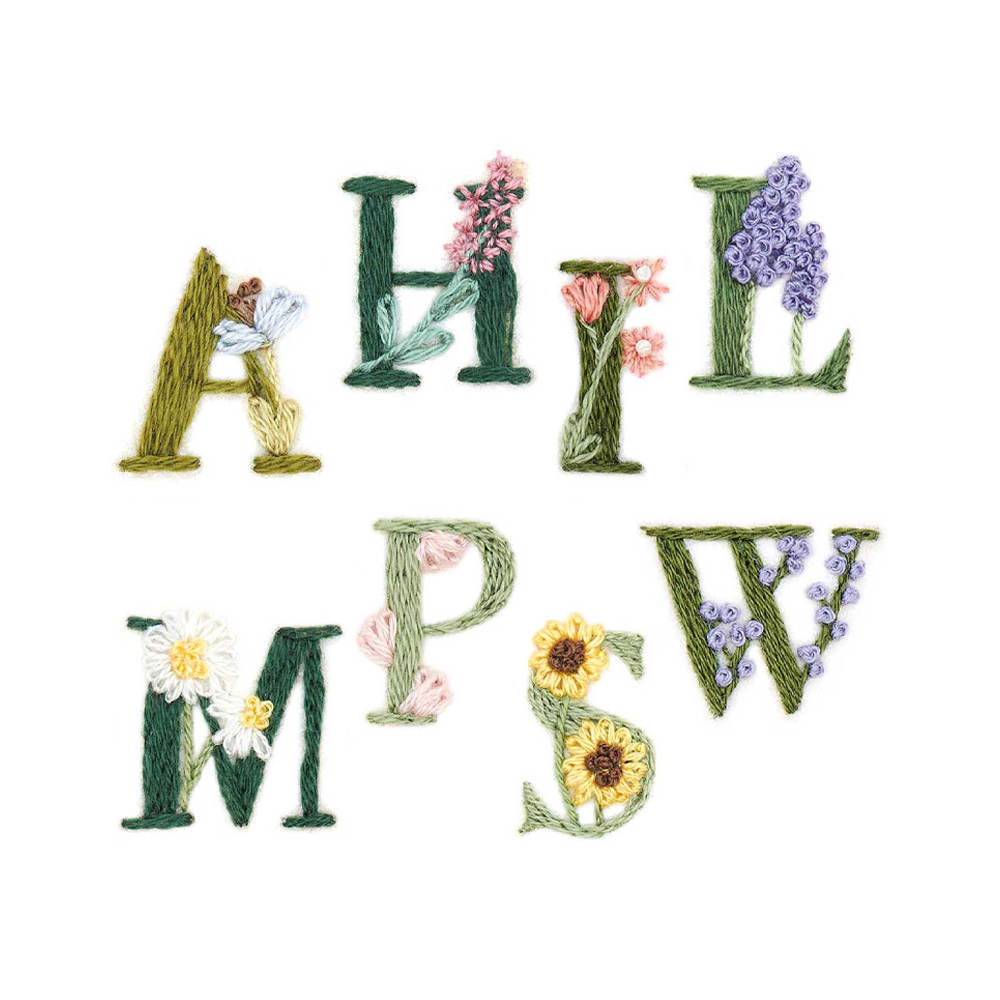 Kit Pega y Borda Alfabeto Floral