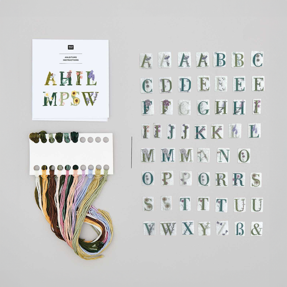 Kit Pega y Borda Alfabeto Floral