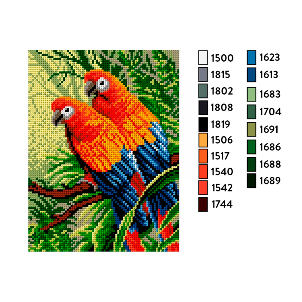 Kit de Esterilla para Bordar Loros 18x24 Ariadna