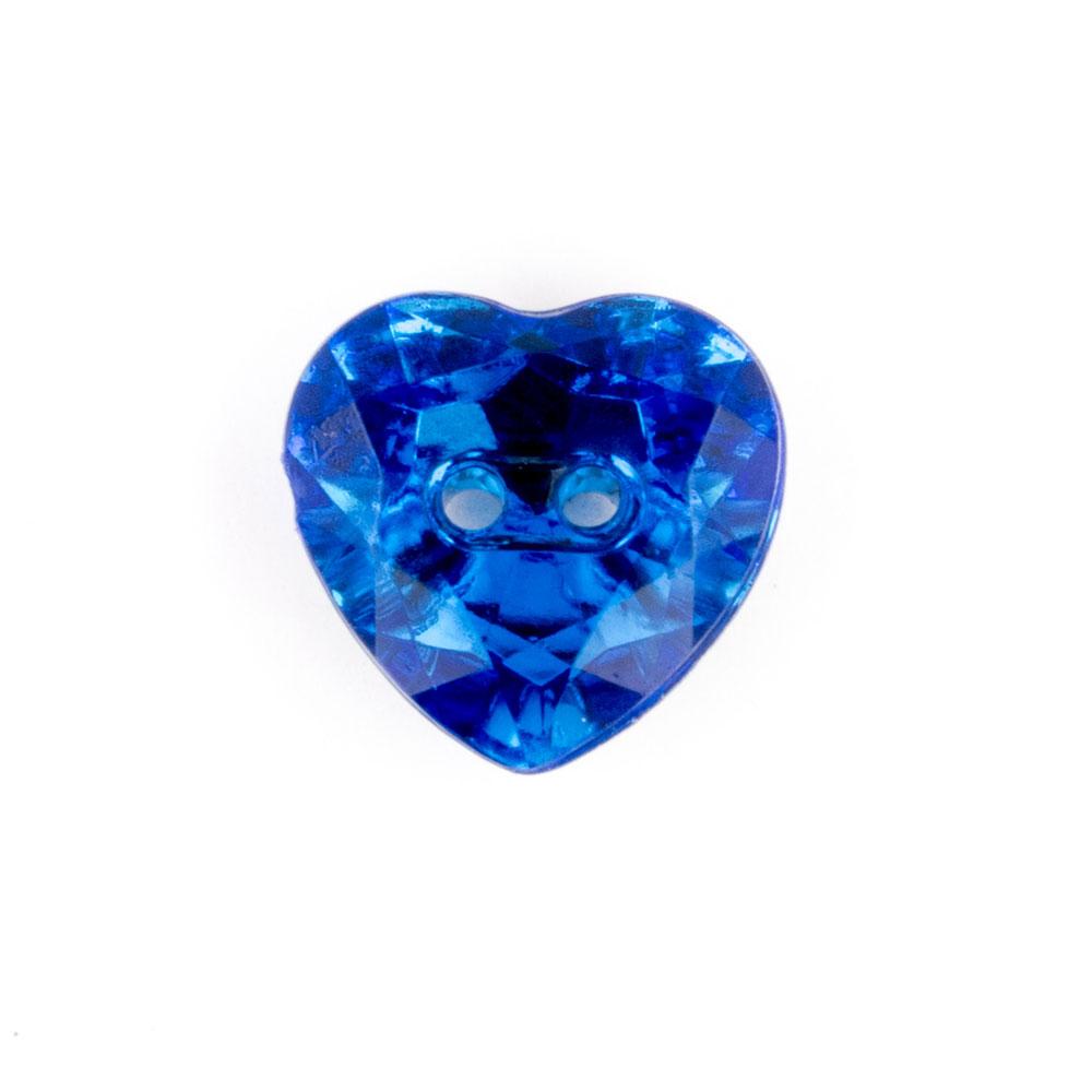 Bot&amp;oacute;n Pl&amp;aacute;stico Cristal Coraz&amp;oacute;n Azul