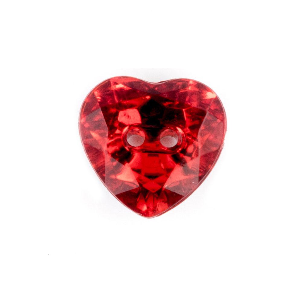Bot&oacute;n Pl&aacute;stico Cristal Coraz&oacute;n Rojo