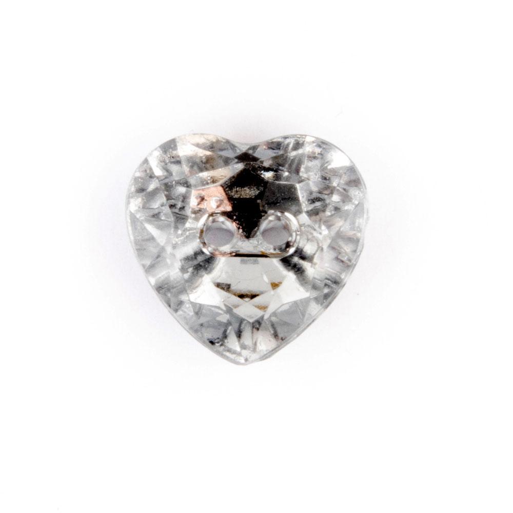 Bot&amp;oacute;n Pl&amp;aacute;stico Cristal Coraz&amp;oacute;n Claro