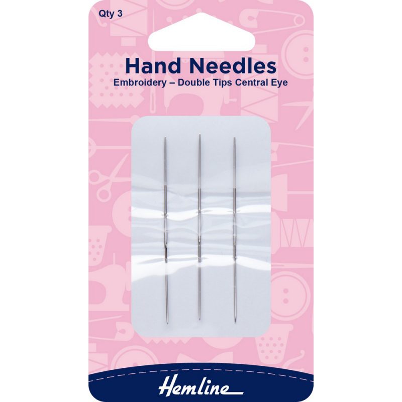 Aguja Embroidery doble punta ojo central Hemline