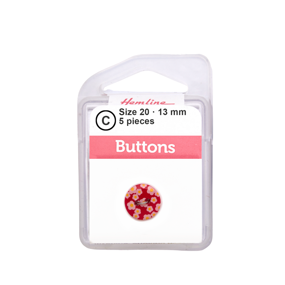 Bot&oacute;n Pl&aacute;stico Dise&ntilde;o Flores Rojo