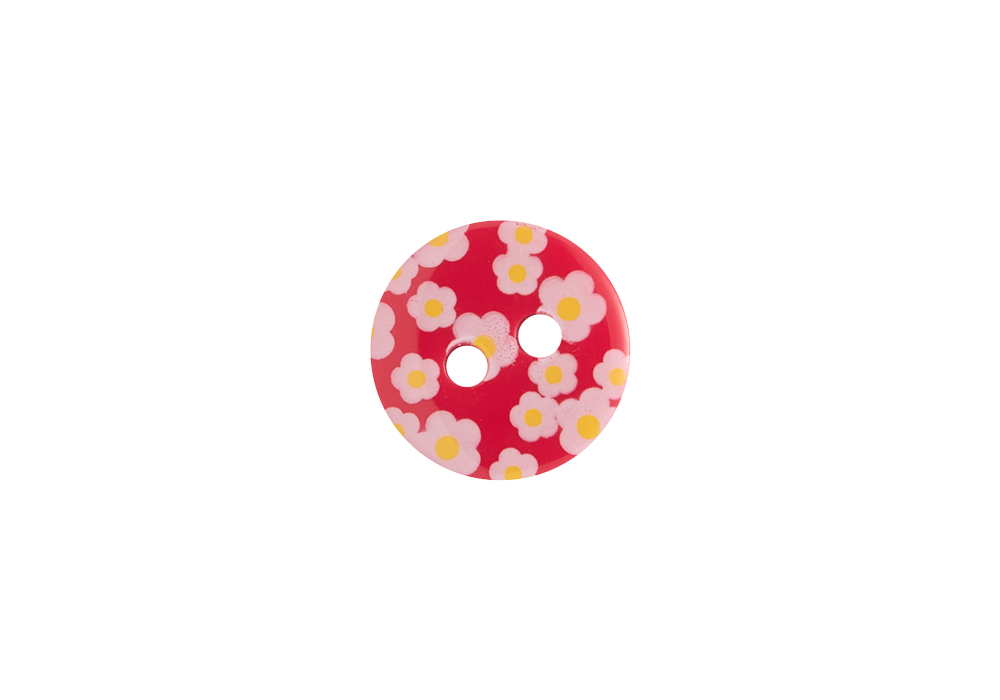 Bot&oacute;n Pl&aacute;stico Dise&ntilde;o Flores Rojo