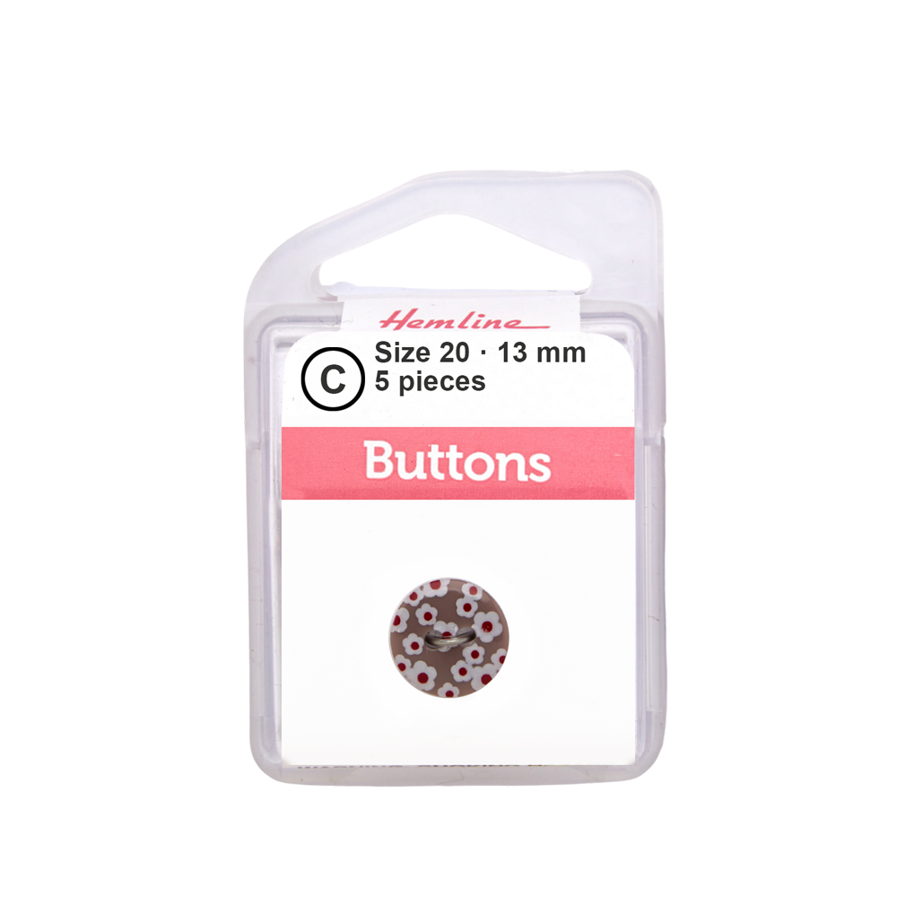 Bot&amp;oacute;n Pl&amp;aacute;stico Dise&amp;ntilde;o Flores Gris