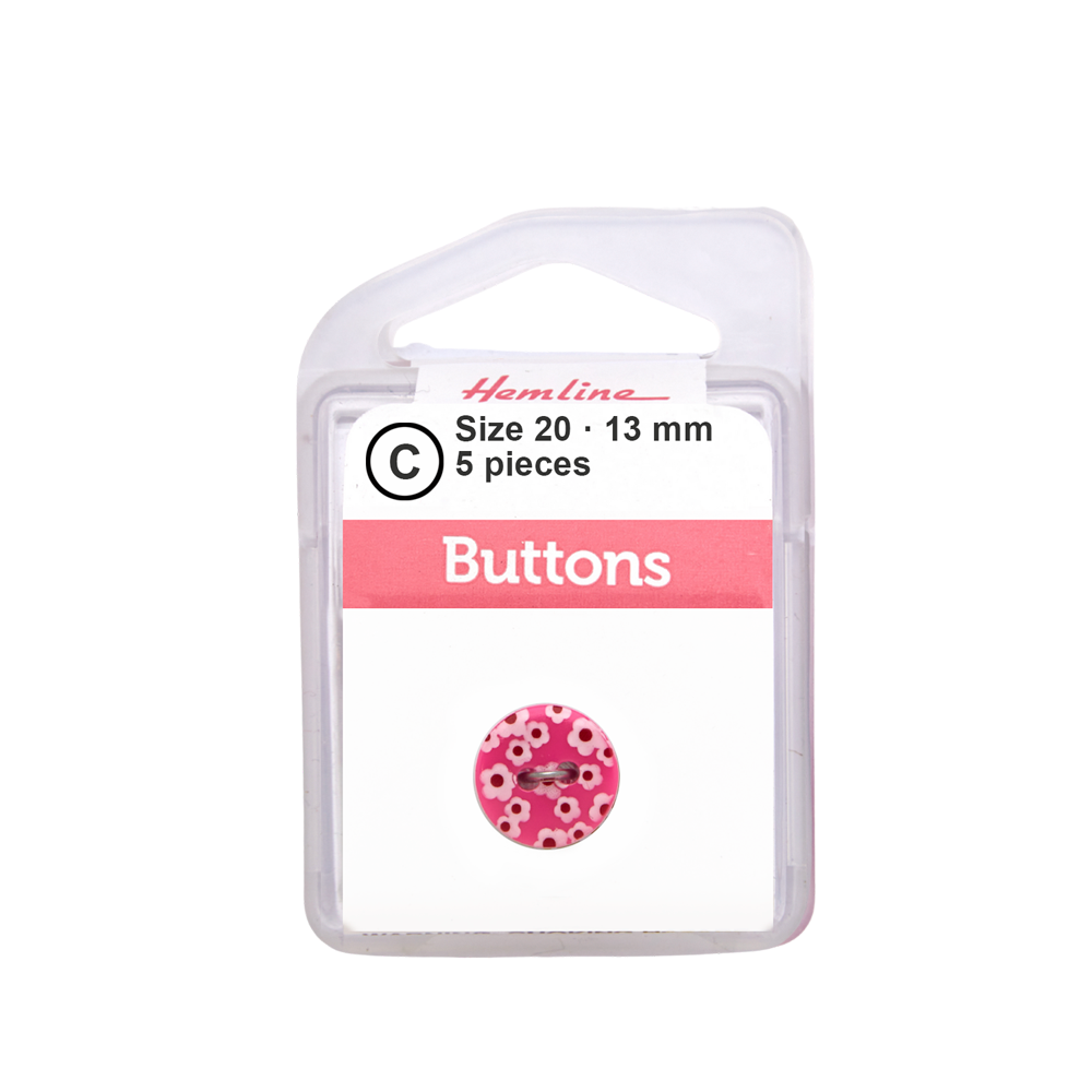 Bot&oacute;n Pl&aacute;stico Dise&ntilde;o Flores Rosado