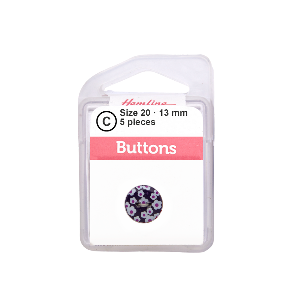 Bot&amp;oacute;n Pl&amp;aacute;stico Dise&amp;ntilde;o Flores Morado