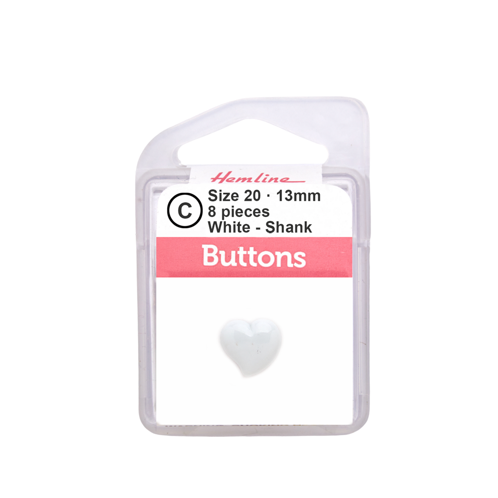 Bot&oacute;n Pl&aacute;stico Coraz&oacute;n Blanco