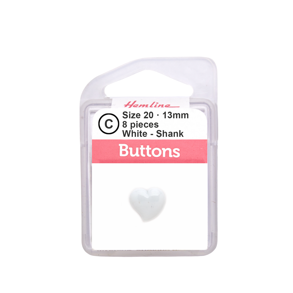 Botón Plástico Corazón Blanco