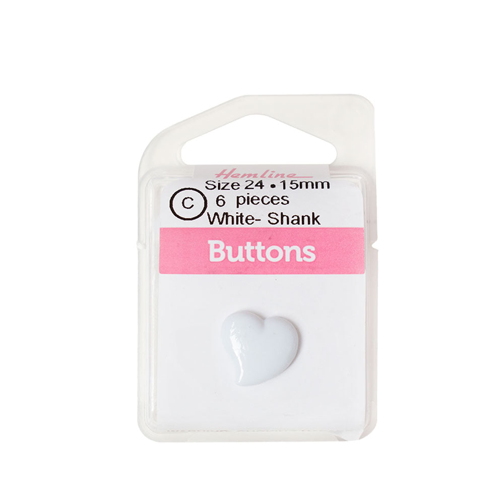Bot&oacute;n Pl&aacute;stico Coraz&oacute;n Blanco