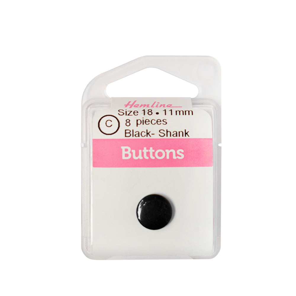 Bot&oacute;n Pl&aacute;stico Redondo Plano Negro