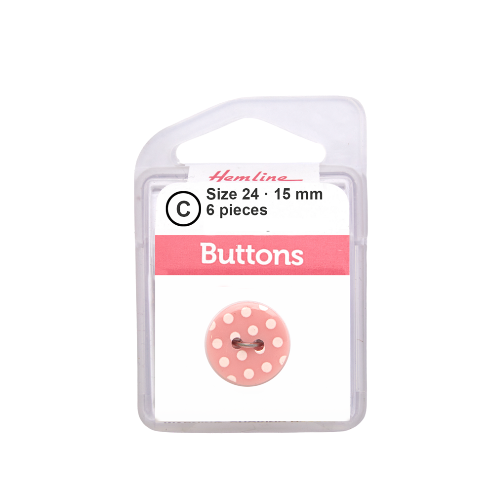 Bot&oacute;n Pl&aacute;stico Puntos Rosado