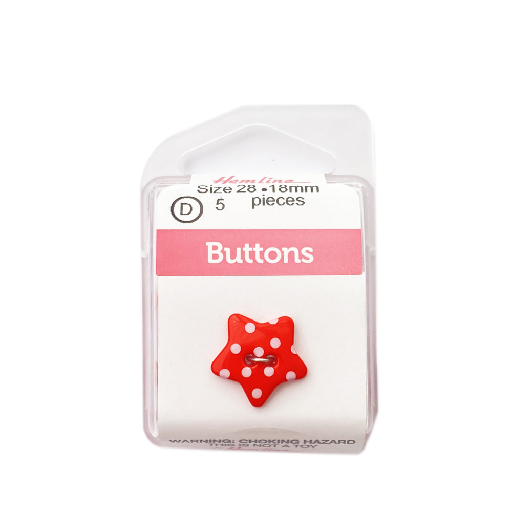Botón Plástico Estrella Rojo