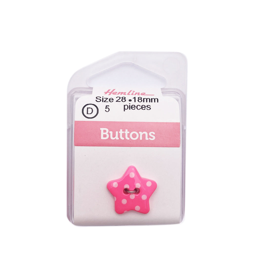 Botón Plástico Estrella Fucsia