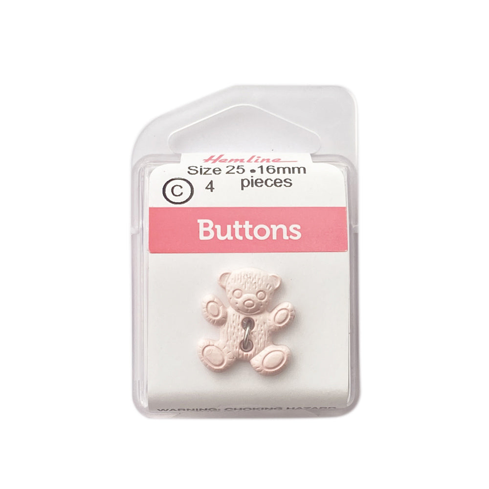 Botón Plástico Oso Rosado