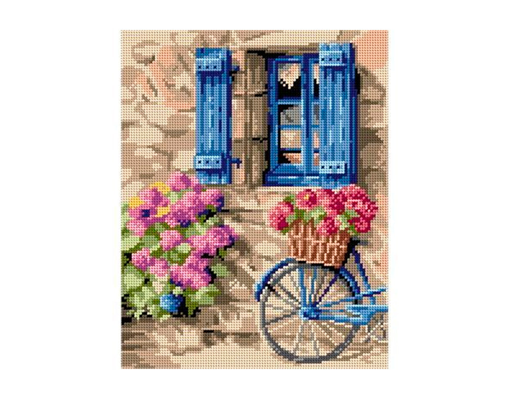 Kit de Esterilla para Bordar Bicicleta y Flores 24x30 Ariadna
