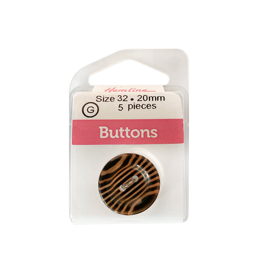 Botón Plástico Redondo Cebra 32mm 5un