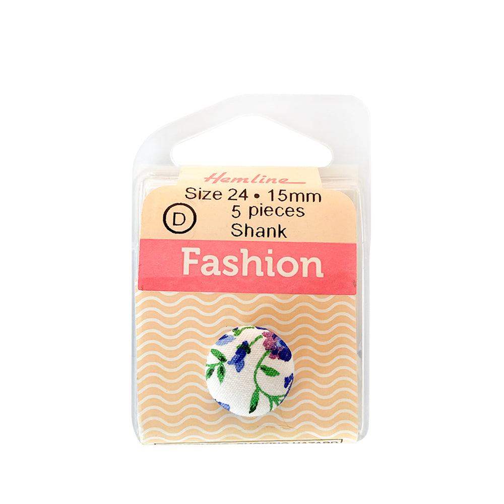 Botón Tela Redondo de Flores 15MM 5UN