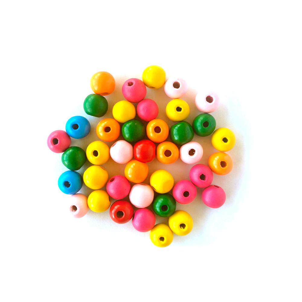 Cuenta Madera Circular Colores 10mm 50UN - Revesderecho