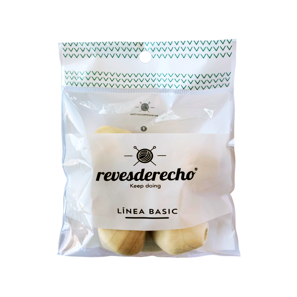 Cuenta Madera Rombo Natural 30mm 6UN