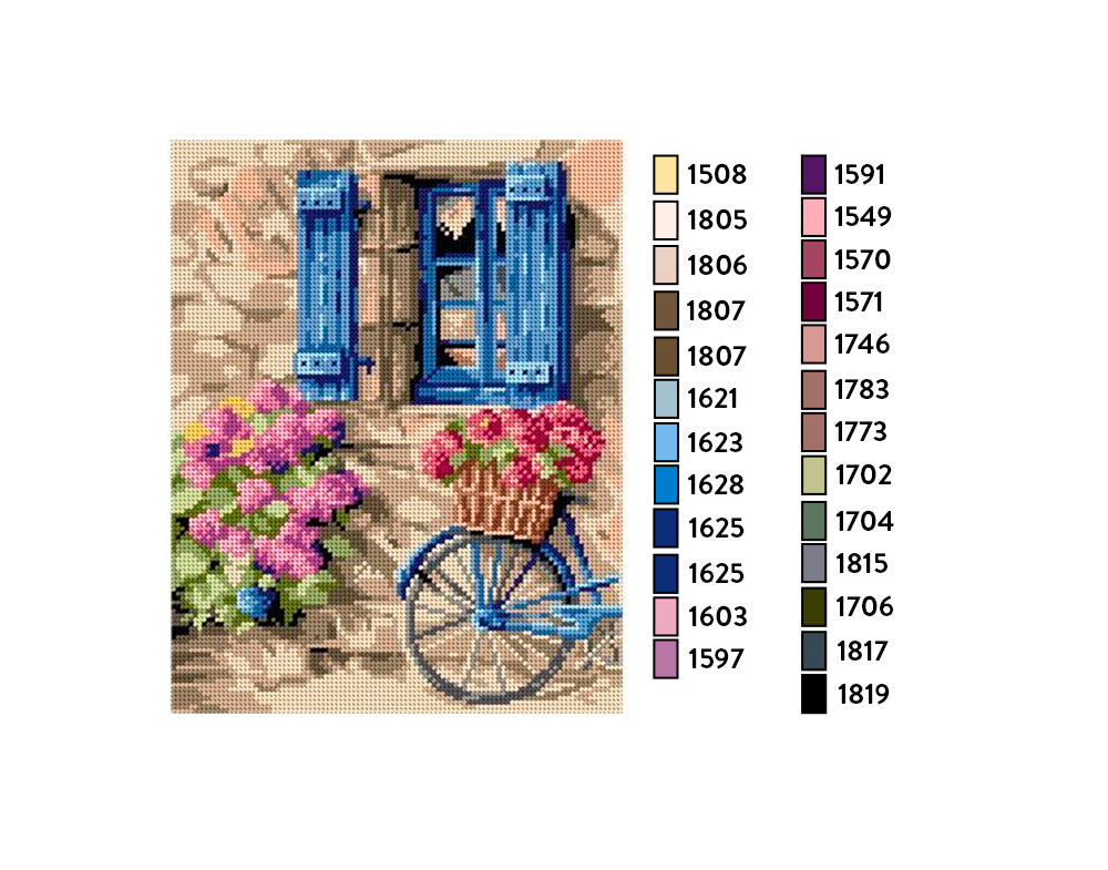 Kit de Esterilla para Bordar Bicicleta y Flores 24x30 Ariadna