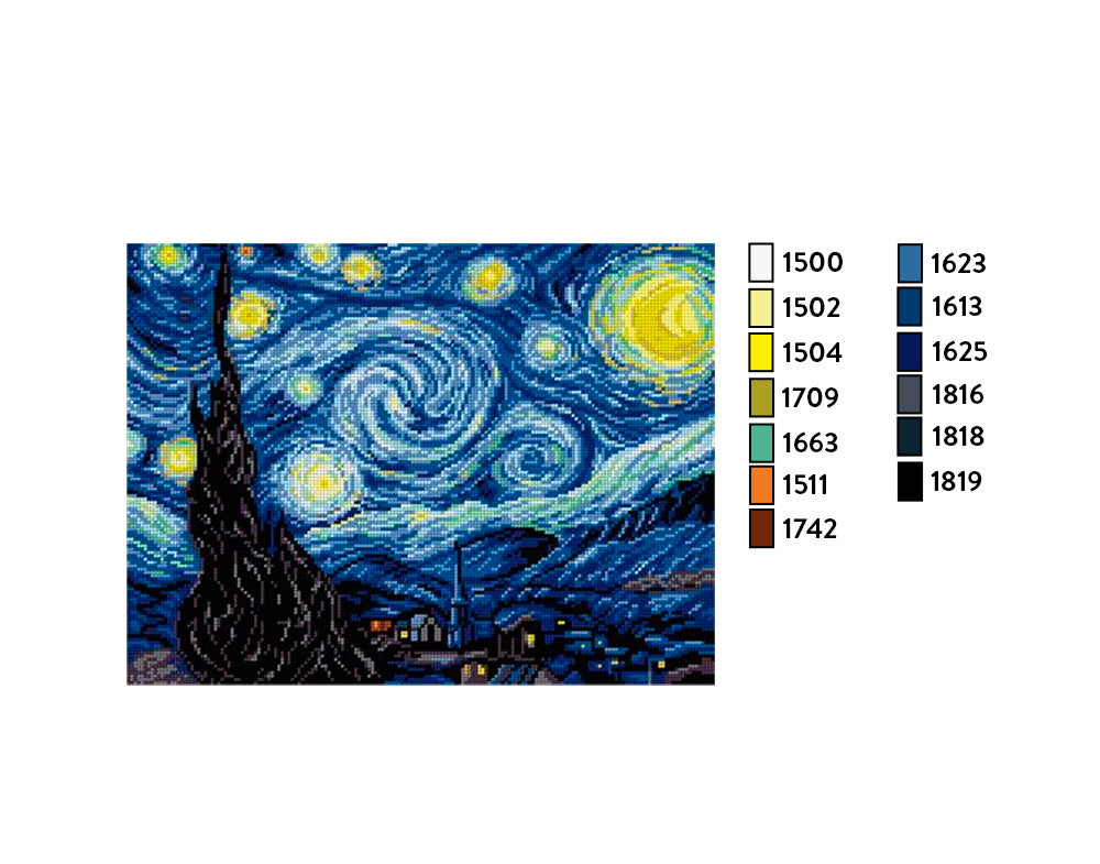 Kit de Esterilla para Bordar Starry Night Van Gogh 30x40 Ariadna